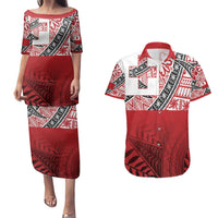 Malo e lelei Tonga Couples Matching Puletasi and Hawaiian Shirt Ngatu Tokelau Feletoa Fata Traditional Polynesian Pattern