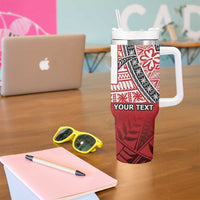 Malo e lelei Tonga Tumbler With Handle Ngatu Tokelau Feletoa Fata Traditional Polynesian Pattern
