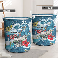 Hawaii Santa Skeleton Surfing Personalized Laundry Basket Mele Kalikimaka i Iulai! LT9 - Polynesian Pride