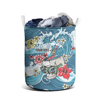 Hawaii Santa Skeleton Surfing Personalized Laundry Basket Mele Kalikimaka i Iulai! LT9 - Polynesian Pride