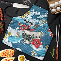 Hawaii Santa Skeleton Surfing Personalized Apron Mele Kalikimaka i Iulai! LT9 Blue - Polynesian Pride