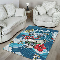 Hawaii Santa Skeleton Surfing Personalized Area Rug Mele Kalikimaka i Iulai! LT9 - Polynesian Pride
