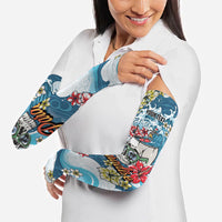Hawaii Santa Skeleton Surfing Personalized Arm Sleeves Mele Kalikimaka i Iulai! LT9 - Polynesian Pride