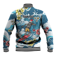 Hawaii Santa Skeleton Surfing Personalized Baseball Jacket Mele Kalikimaka i Iulai! LT9 - Polynesian Pride