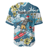 Hawaii Santa Skeleton Surfing Personalized Baseball Jersey Mele Kalikimaka i Iulai! LT9 - Polynesian Pride