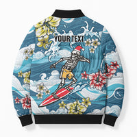 Hawaii Santa Skeleton Surfing Personalized Bomber Puffer Jacket Mele Kalikimaka i Iulai! LT9 - Polynesian Pride
