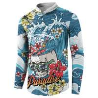 Hawaii Santa Skeleton Surfing Personalized Button Sweatshirt Mele Kalikimaka i Iulai! LT9 - Polynesian Pride