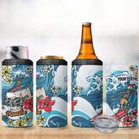 Hawaii Santa Skeleton Surfing Personalized 4 in 1 Can Cooler Tumbler Mele Kalikimaka i Iulai! LT9 - Polynesian Pride
