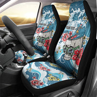 Hawaii Santa Skeleton Surfing Personalized Car Seat Cover Mele Kalikimaka i Iulai!