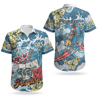 Hawaii Santa Skeleton Surfing Personalized Couples Matching Puletasi and Hawaiian Shirt Mele Kalikimaka i Iulai! LT9 - Polynesian Pride