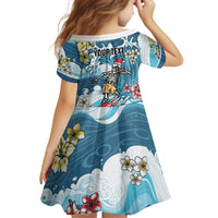Hawaii Santa Skeleton Surfing Personalized Family Matching Off Shoulder Maxi Dress and Hawaiian Shirt Mele Kalikimaka i Iulai!
