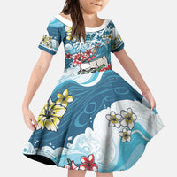 Hawaii Santa Skeleton Surfing Personalized Family Matching Summer Maxi Dress and Hawaiian Shirt Mele Kalikimaka i Iulai!