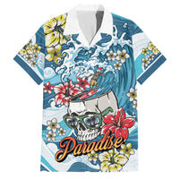Hawaii Santa Skeleton Surfing Personalized Family Matching Summer Maxi Dress and Hawaiian Shirt Mele Kalikimaka i Iulai! LT9 Dad's Shirt - Short Sleeve Blue - Polynesian Pride