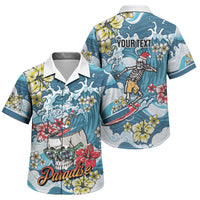 Hawaii Santa Skeleton Surfing Personalized Family Matching Summer Maxi Dress and Hawaiian Shirt Mele Kalikimaka i Iulai! LT9 Son's Shirt Blue - Polynesian Pride