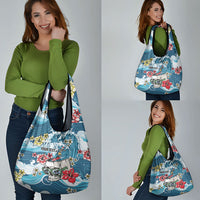 Hawaii Santa Skeleton Surfing Personalized Grocery Bag Mele Kalikimaka i Iulai! LT9 - Polynesian Pride
