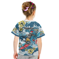 Hawaii Santa Skeleton Surfing Personalized Kid T Shirt Mele Kalikimaka i Iulai! LT9 - Polynesian Pride