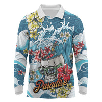 Hawaii Santa Skeleton Surfing Personalized Long Sleeve Polo Shirt Mele Kalikimaka i Iulai!
