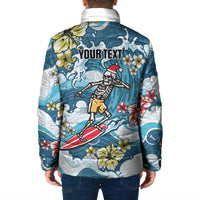 Hawaii Santa Skeleton Surfing Personalized Padded Jacket Mele Kalikimaka i Iulai! LT9 - Polynesian Pride