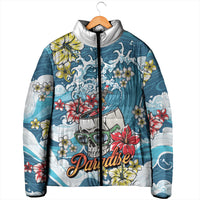 Hawaii Santa Skeleton Surfing Personalized Padded Jacket Mele Kalikimaka i Iulai! LT9 - Polynesian Pride