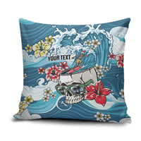 Hawaii Santa Skeleton Surfing Personalized Pillow Cover Mele Kalikimaka i Iulai! LT9 Blue - Polynesian Pride