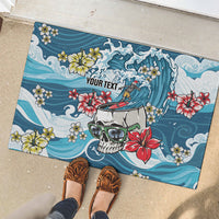 Hawaii Santa Skeleton Surfing Personalized Rubber Doormat Mele Kalikimaka i Iulai! LT9 - Polynesian Pride