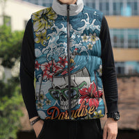 Hawaii Santa Skeleton Surfing Personalized Sleeveless Puffer Jacket Mele Kalikimaka i Iulai! LT9 - Polynesian Pride