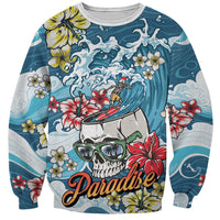 Hawaii Santa Skeleton Surfing Personalized Sweatshirt Mele Kalikimaka i Iulai! LT9 Unisex Blue - Polynesian Pride