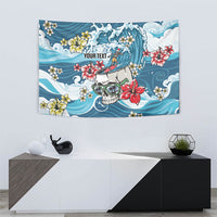 Hawaii Santa Skeleton Surfing Personalized Tapestry Mele Kalikimaka i Iulai! LT9 - Polynesian Pride