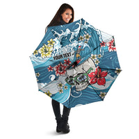 Hawaii Santa Skeleton Surfing Personalized Umbrella Mele Kalikimaka i Iulai! LT9 - Polynesian Pride