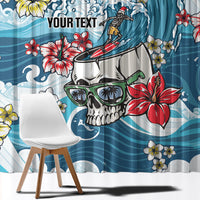 Hawaii Santa Skeleton Surfing Personalized Window Curtain Mele Kalikimaka i Iulai! LT9 - Polynesian Pride