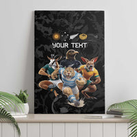 Custom Rugby Southern Hemisphere Canvas Wall Art Argentina AUNZ South Africa Mascot Black - Polynesian Pride