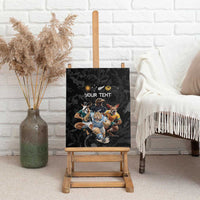Custom Rugby Southern Hemisphere Canvas Wall Art Argentina AUNZ South Africa Mascot Black - Polynesian Pride