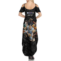 Custom Rugby Southern Hemisphere Family Matching Summer Maxi Dress and Hawaiian Shirt Argentina AUNZ South Africa Mascot Black - Polynesian Pride