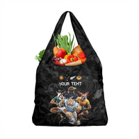 Custom Rugby Southern Hemisphere Grocery Bag Argentina AUNZ South Africa Mascot Black - Polynesian Pride