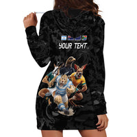 Custom Rugby Southern Hemisphere Hoodie Dress Argentina AUNZ South Africa Mascot Black - Polynesian Pride