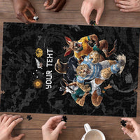 Custom Rugby Southern Hemisphere Puzzle Argentina AUNZ South Africa Mascot Black - Polynesian Pride