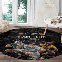 Custom Rugby Southern Hemisphere Round Carpet Argentina AUNZ South Africa Mascot Black - Polynesian Pride