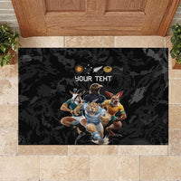 Custom Rugby Southern Hemisphere Rubber Doormat Argentina AUNZ South Africa Mascot Black - Polynesian Pride