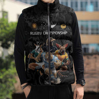 Custom Rugby Southern Hemisphere Sleeveless Puffer Jacket Argentina AUNZ South Africa Mascot Black - Polynesian Pride