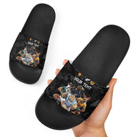 Custom Rugby Southern Hemisphere Slide Sandals Argentina AUNZ South Africa Mascot Black - Polynesian Pride