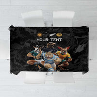 Custom Rugby Southern Hemisphere Tablecloth Argentina AUNZ South Africa Mascot Black - Polynesian Pride