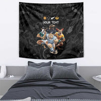 Custom Rugby Southern Hemisphere Tapestry Argentina AUNZ South Africa Mascot Black - Polynesian Pride
