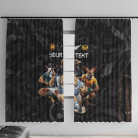Custom Rugby Southern Hemisphere Window Curtain Argentina AUNZ South Africa Mascot Black - Polynesian Pride