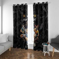 Custom Rugby Southern Hemisphere Window Curtain Argentina AUNZ South Africa Mascot Black - Polynesian Pride