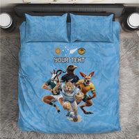 Custom Rugby Southern Hemisphere Bedding Set Argentina AUNZ South Africa Mascot Blue - Polynesian Pride