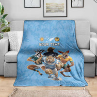 Custom Rugby Southern Hemisphere Blanket Argentina AUNZ South Africa Mascot Blue - Polynesian Pride