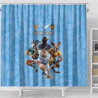 Custom Rugby Southern Hemisphere Shower Curtain Argentina AUNZ South Africa Mascot Blue - Polynesian Pride