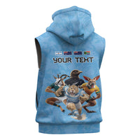 Custom Rugby Southern Hemisphere Sleeveless Hoodie Argentina AUNZ South Africa Mascot Blue - Polynesian Pride