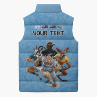 Custom Rugby Southern Hemisphere Sleeveless Puffer Jacket Argentina AUNZ South Africa Mascot Blue - Polynesian Pride