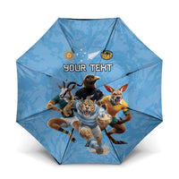 Custom Rugby Southern Hemisphere Umbrella Argentina AUNZ South Africa Mascot Blue LT9 One Size Folded 11.42 inch Opened Diameter 37.4 inch Blue - Polynesian Pride